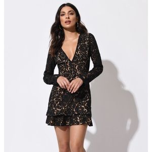 Tobi ‘with you’ black lace long sleeve dress NWT